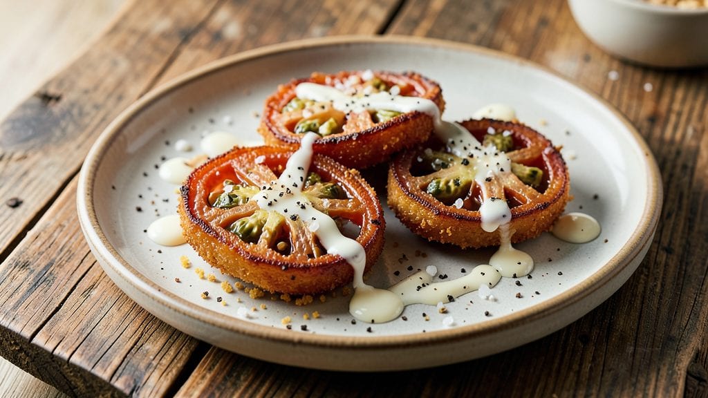 Alton Brown's Fried Green Tomatoes Recipe: Crispy Cornmeal Crust With Zesty Tomato Heart
